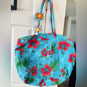 ISLAND WAVES light blue tote bag with Tropical Theme